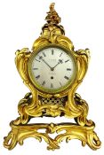 19th century Rococo style ormolu bracket clock, silvered Roman dial & movement signed Adams,