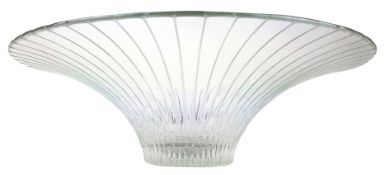 Art Deco style glass circular fruit bowl, with radiating reeded decoration, D36cm,