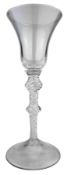 Georgian Wine glass with bell bowl and single clear air twist knopped stem on domed foot,
