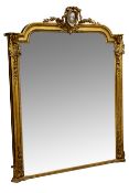 Large Victorian overmantel mirror,