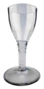 Georgian Wine glass with ogee bowl and double opaque air twist stem on domed foot,
