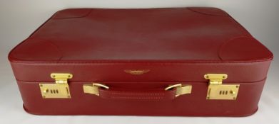 Aston Martin red leather suitcase by Tanner & Krolle, with handle,