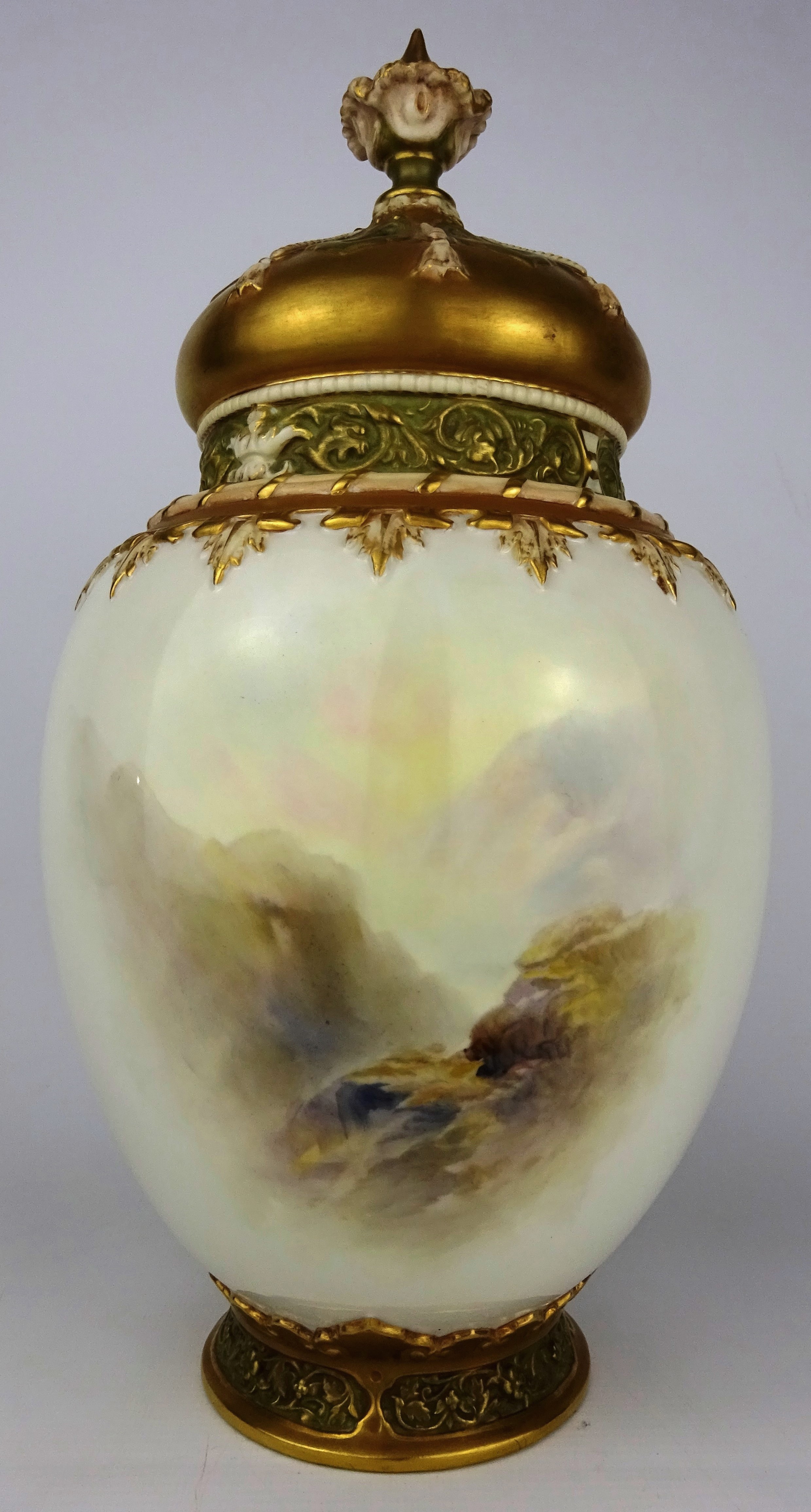 Royal Worcester porcelain ovoid pot-pourri vase, - Image 2 of 3