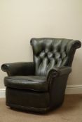 Mill Brooke Furnishings armchair upholstered in buttoned green leather,