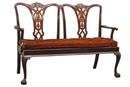 George lll style mahogany double chair back sofa,