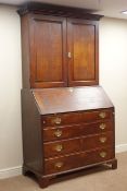 Early Georgian oak bureau bookcase, fitted interior with secret compartments,