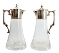Pair silver mounted crystal claret jugs by W W London 2006 height 27.