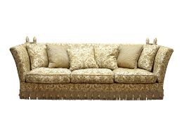 Beaumont Clement large four seat knoll sofa (W265cm), and matching armchair (W103cm),
