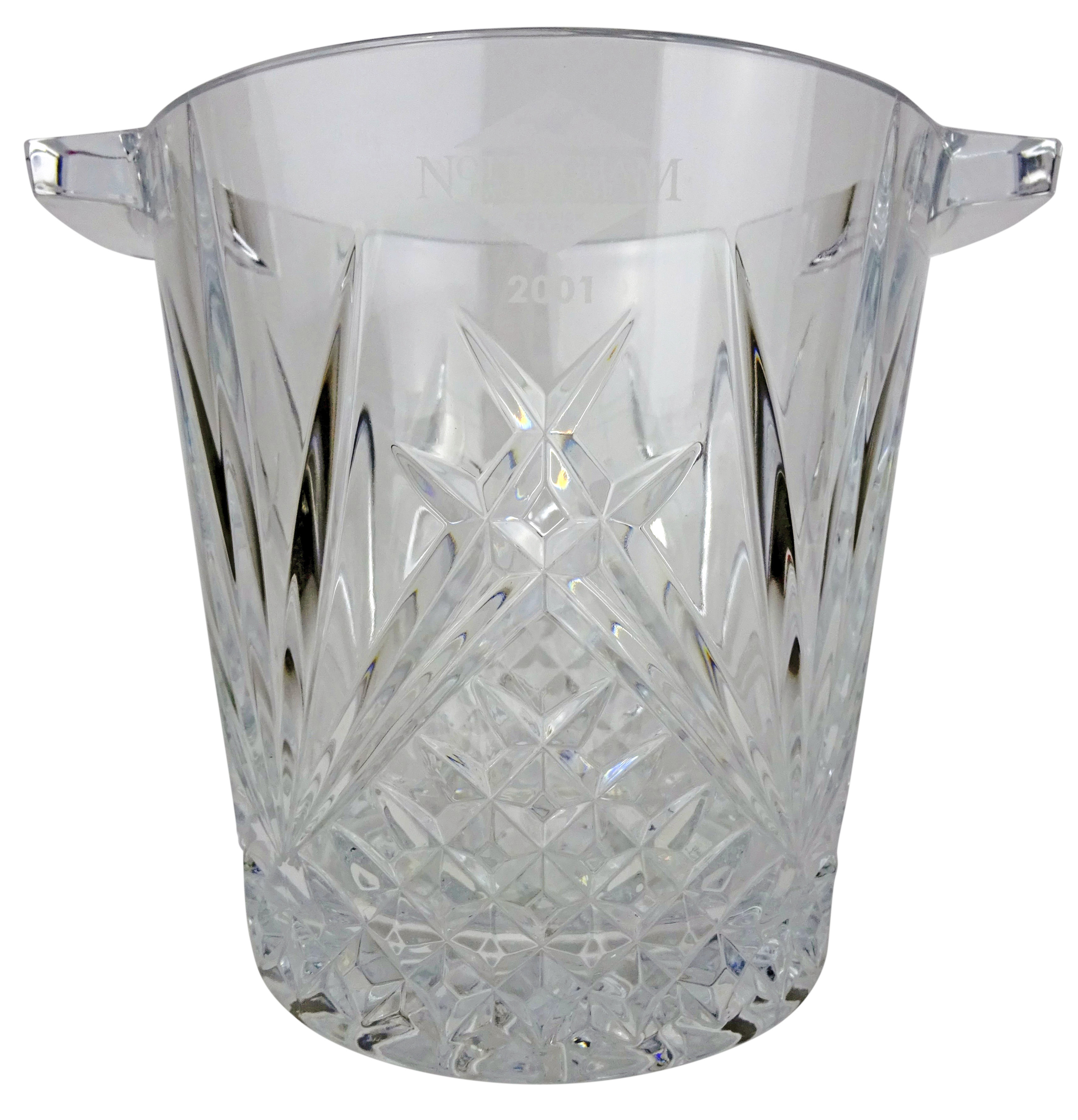 Crystal glass two handled champagne bucket,