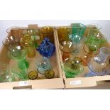 Collection of crackle glass vases and other crackle glassware and a Venetian style glass bowl in