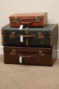 Early 20th century wooden bound travelling trunk and two other suitcases Condition