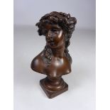 Small 19th Century bronze classical style bust of a Maiden,