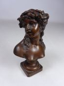Small 19th Century bronze classical style bust of a Maiden,