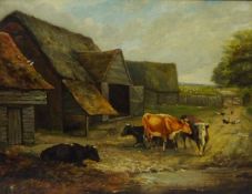 Farmyard with Cattle and Chickens,