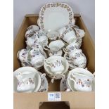 Royal Albert Bone China 'Lorraine' pattern teaware and soup bowls and Aynsley 'April Rose' pattern