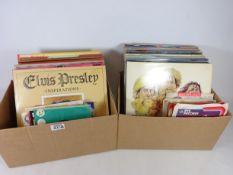 Collection of LP's and singles including Elvis Presley and other 1970's and later records in two