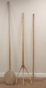 Three large rustic agricultural tools,