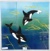 Mural of 6x6" tiles depicting Orca Whales in Kelp Condition Report <a