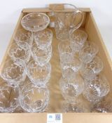 Set of eight Royal Doulton crystal wine glasses, nine Royal Doulton tumblers,