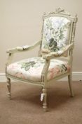 Louis XVI style French armchair upholstered in floral fabric,