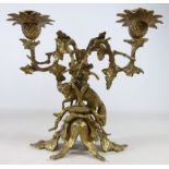 19th/ early 20th Century gilt metal candle sconce with pineapple and fox decoration,