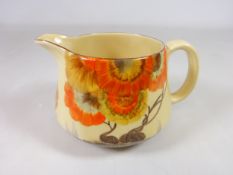 Clarice Cliff 'Rhodanthe' jug stamped 'Clarice Cliff Newport Pottery co' H8.