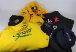 Collection of Formula 1 memorabilia including B&H Jordan yellow jacket and fleece,