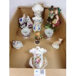 Royal Belvedere figure group, 19th Century porcelain cornucopia vase,