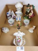 Royal Belvedere figure group, 19th Century porcelain cornucopia vase,