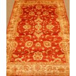 Persian Ziegler design red and gold ground rug/wall hanging,