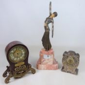 Art Nouveau mantle clock with hallmarked silver front,