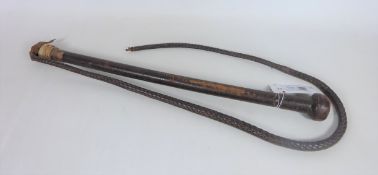 19th/ early 20th Century plaited leather whip,