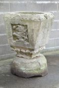 18th century large sandstone garden planters, square tapering form with canted corners,