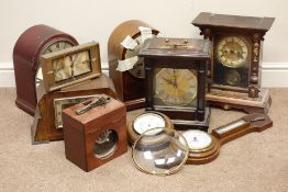 Various clocks including Edwardian mantel clock with Gustav Becker chiming movement and another