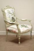 Louis XVI style French armchair upholstered in floral fabric,