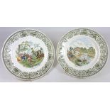 Pair of Mason's Angling Series plates entitled 'Taking a Fly & Digging for Bait' D26cm (2)