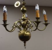Mid 20th Century five branch Dutch style brass light fitting Condition Report