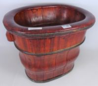 Chinese hardwood metal bound baby bath, H41cm Condition Report <a href='//www.