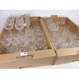 Set of six cut glass hock glasses, set of six cut glass brandy balloons,