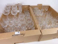 Set of six cut glass hock glasses, set of six cut glass brandy balloons,