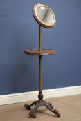 Victorian walnut washstand on cast iron base, circular bevelled mirror,