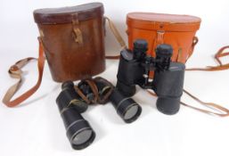 Pair of Busch Marlux binoculars in leather case and a pair Charles Frank ltd 10x50 binoculars in