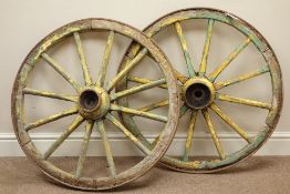 19th century wooden and metal bound cart wheels Condition Report <a href='//www.