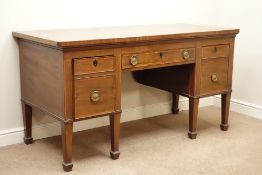 Large Edwardian mahogany buffet sideboard, two drawers and centre cutlery drawer, satinwood banding,