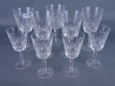 Set of four Waterford white wine glasses and five matching Waterford red wine glasses (9)