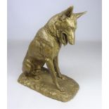 Louis Riche style bronze seated Alsatian possibly French/ German, H22.