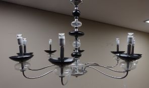 Pair modern eight branch chrome light fittings,