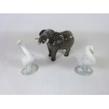 Beswick elephant and two Lladro swans (3) Condition Report <a href='//www.