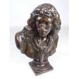 Late 19th/ early 20th Century bronze sculpture of Moliene after Houdon by the F.