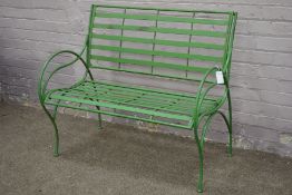 Green finish metal garden bench,